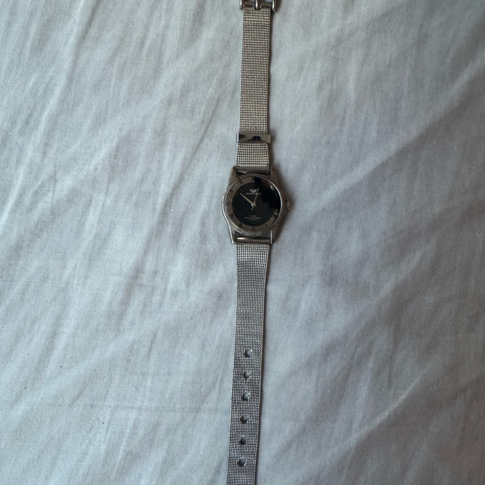 Georgia Armani Silver Watch with Black Face